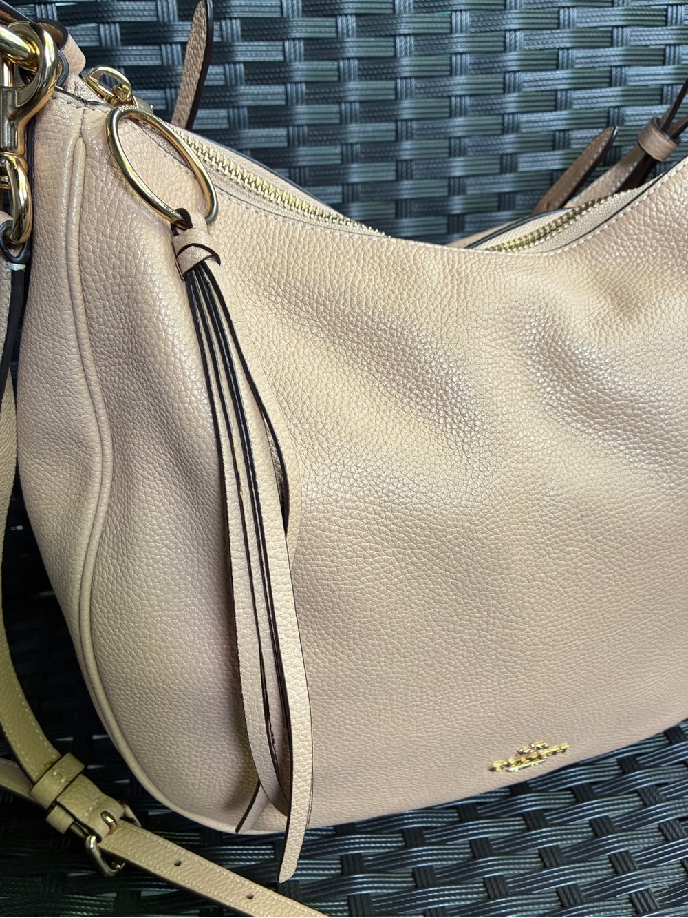 COACH BAG,Coach Pebbled Leather Hobo Bag in Light Beige - Picture 6 of 16